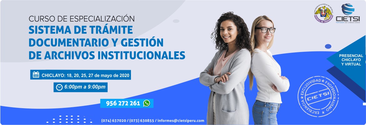 CURSO DE ESPECIALIZACIÓN SISTEMA DE TRÁMITE DOCUMENTARIO Y GESTIÓN DE ARCHIVOS INSTITUCIONALES 2020 (NUEVO)