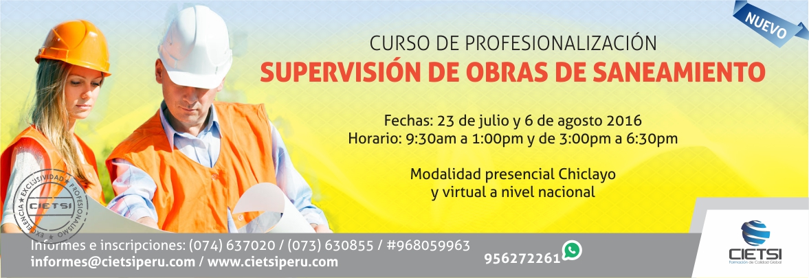 CURSO DE PROFESIONALIZACIÓN EN SUPERVISIÓN DE OBRAS DE SANEAMIENTO 2016