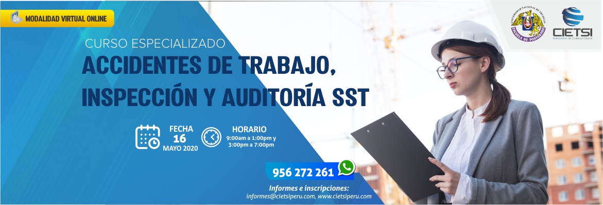 curso especializado accidentes de trabajo  inspecciOn y auditorIa en seguridad y salud en el trabajo 2020 virtual online