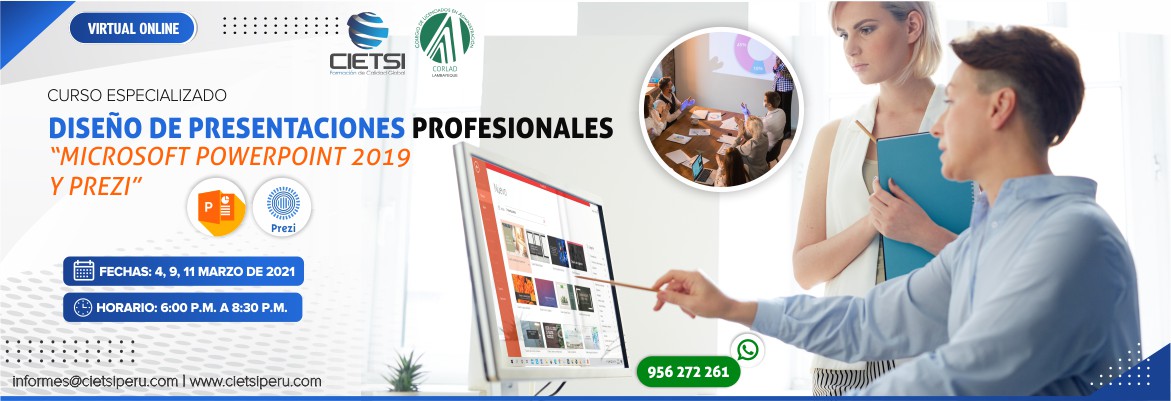 CURSO ESPECIALIZADO DISEÑO PRESENTACIONES PROFESIONALES (MS POWERPOINT 2019 Y PREZI) 2021