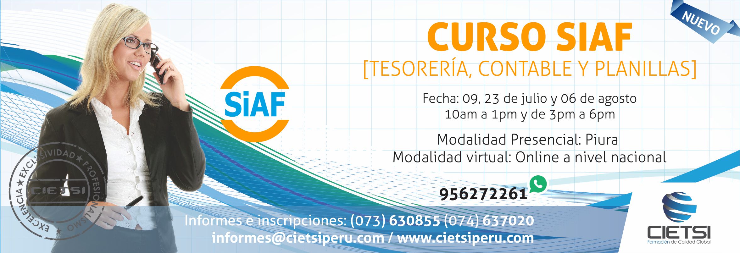 CURSO TALLER SIAF MÓDULOS ADMINISTRATIVO DE TESORERÍA, CONTABLE Y PLANILLAS